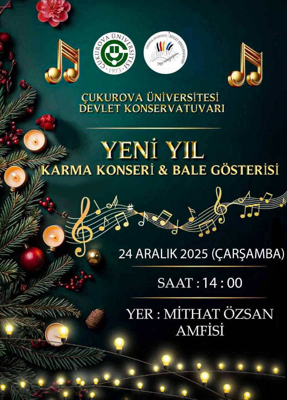 Çukurova Üniversitesi Devlet Konservatuvarından Sanat Dolu Yeni Yıl Konseri