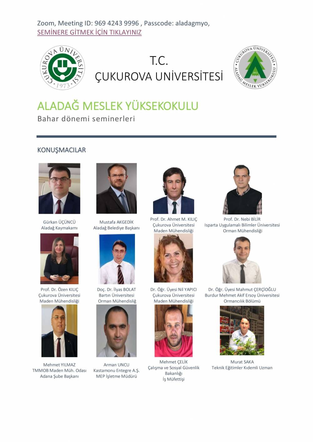 Aladağ MYO Bahar Seminerleri Tamamlandı